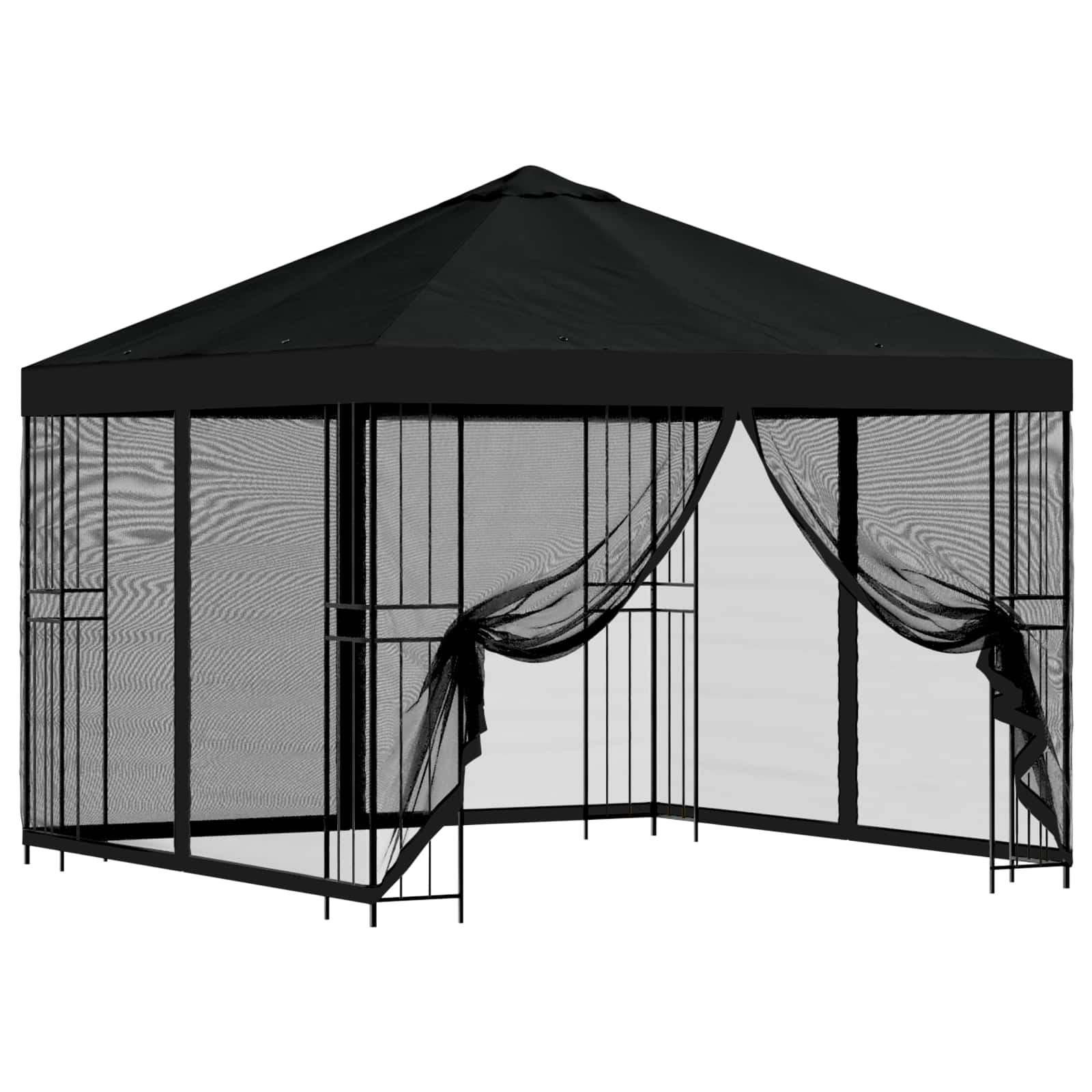 Vidaxl Garden Gazebo With Sidewalls 3 X 3 M Black Polyester And Steel