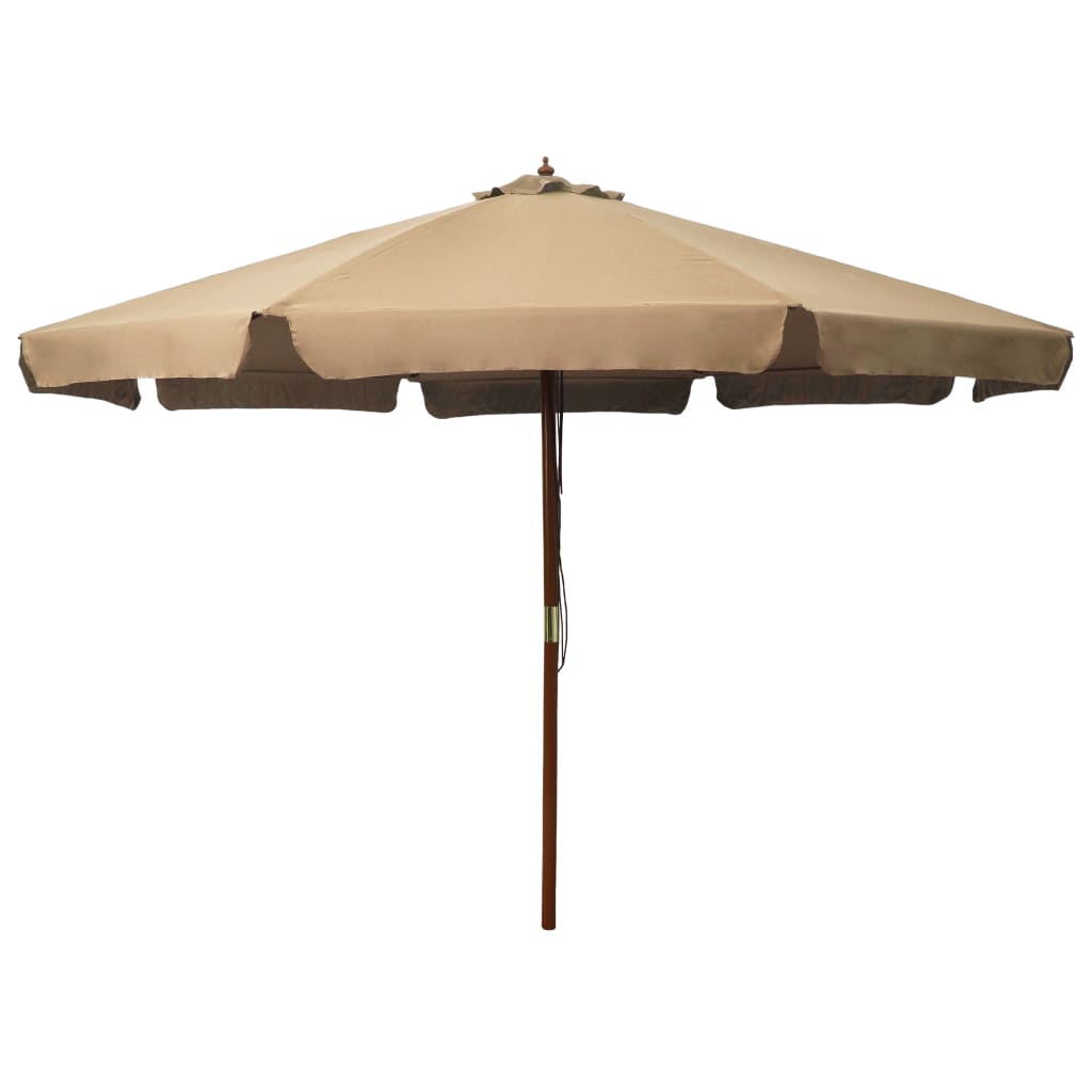 Vidaxl Outdoor Parasol With Wooden Pole 330 Cm Taupe