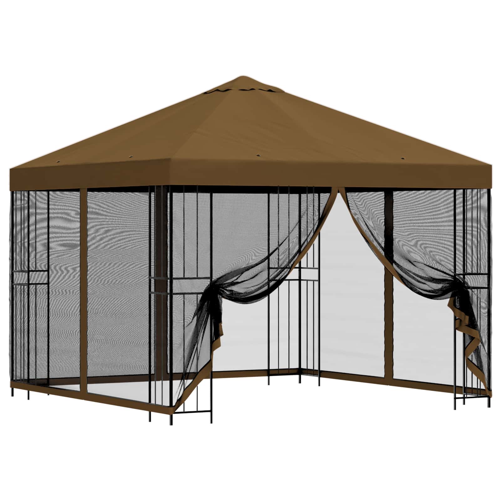 Vidaxl Garden Gazebo With Sidewalls 3 X 3 M Taupe Polyester And Steel
