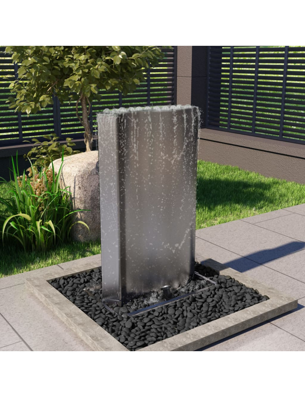 Gartenbrunnen Silbern 60,2x37x122,1 Cm Edelstahl Vidaxl