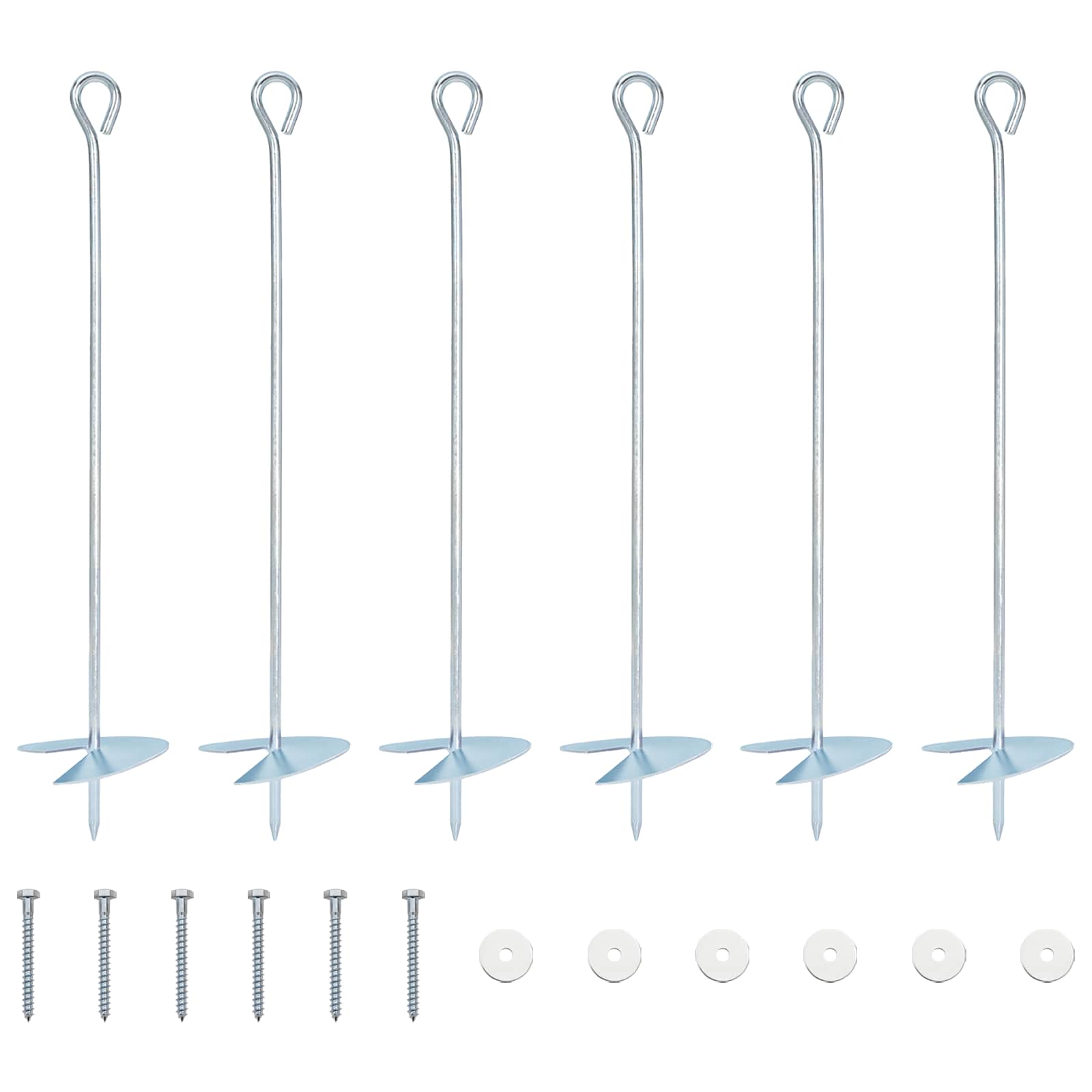 Vidaxl Earth Anchor 6 Pcs Ø10 X 50 Cm Galvanized Metal Silver