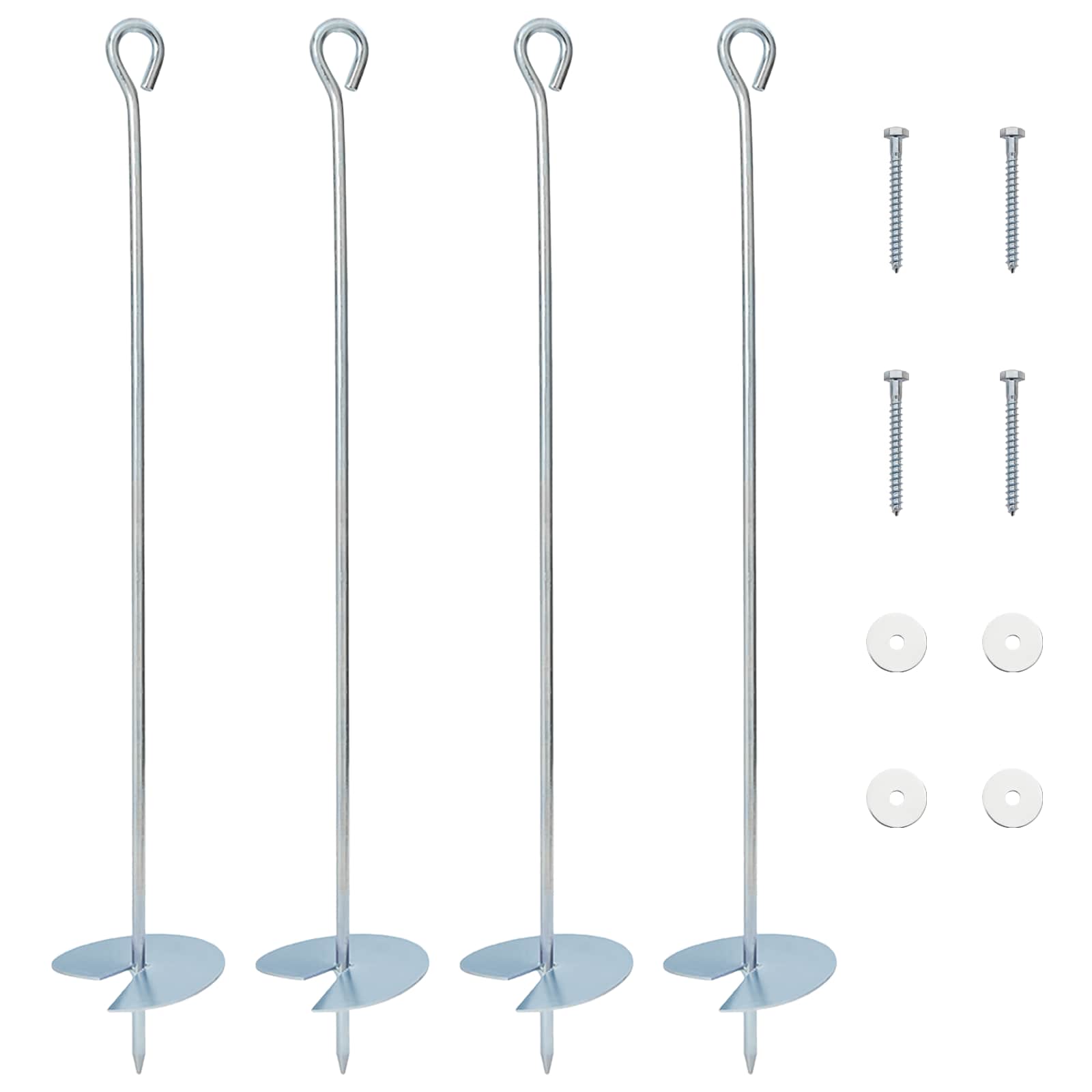 Vidaxl Earth Anchor 4 Pcs Galvanized Metal Silver