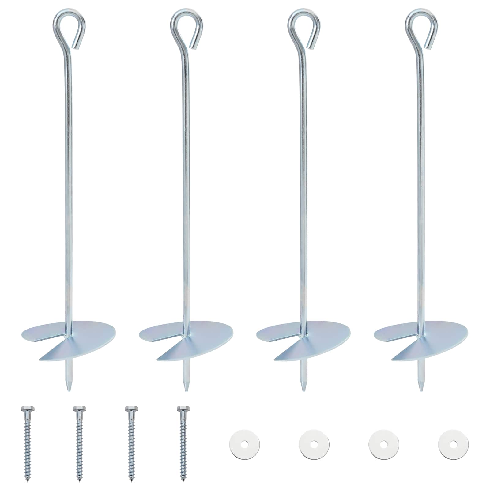 Vidaxl Earth Anchor 4 Pcs Ø10 X 40 Cm Galvanized Metal Silver