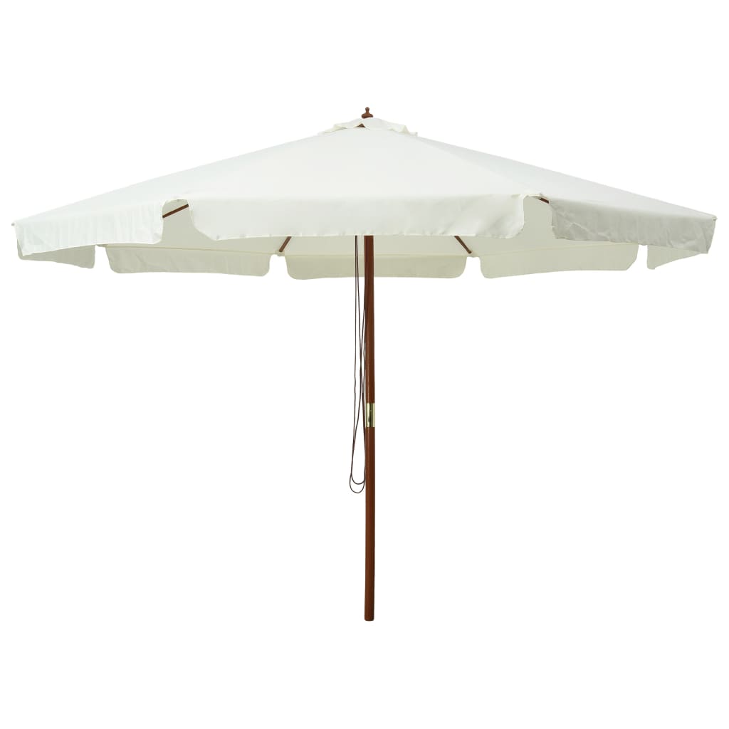 Vidaxl Outdoor Parasol With Wooden Pole 330 Cm Sand White