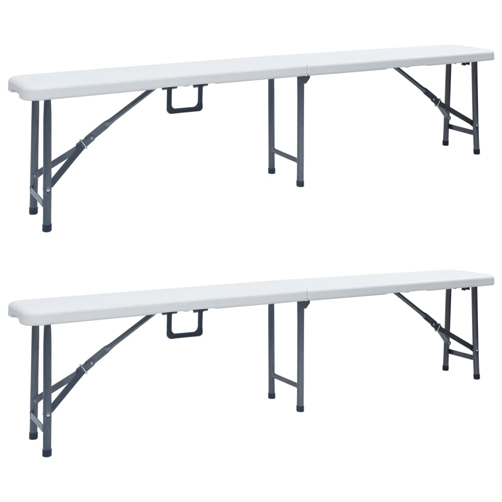 Klappbare Gartenbänke 2 Stk. 180 Cm Hdpe Weiß - Vidaxl