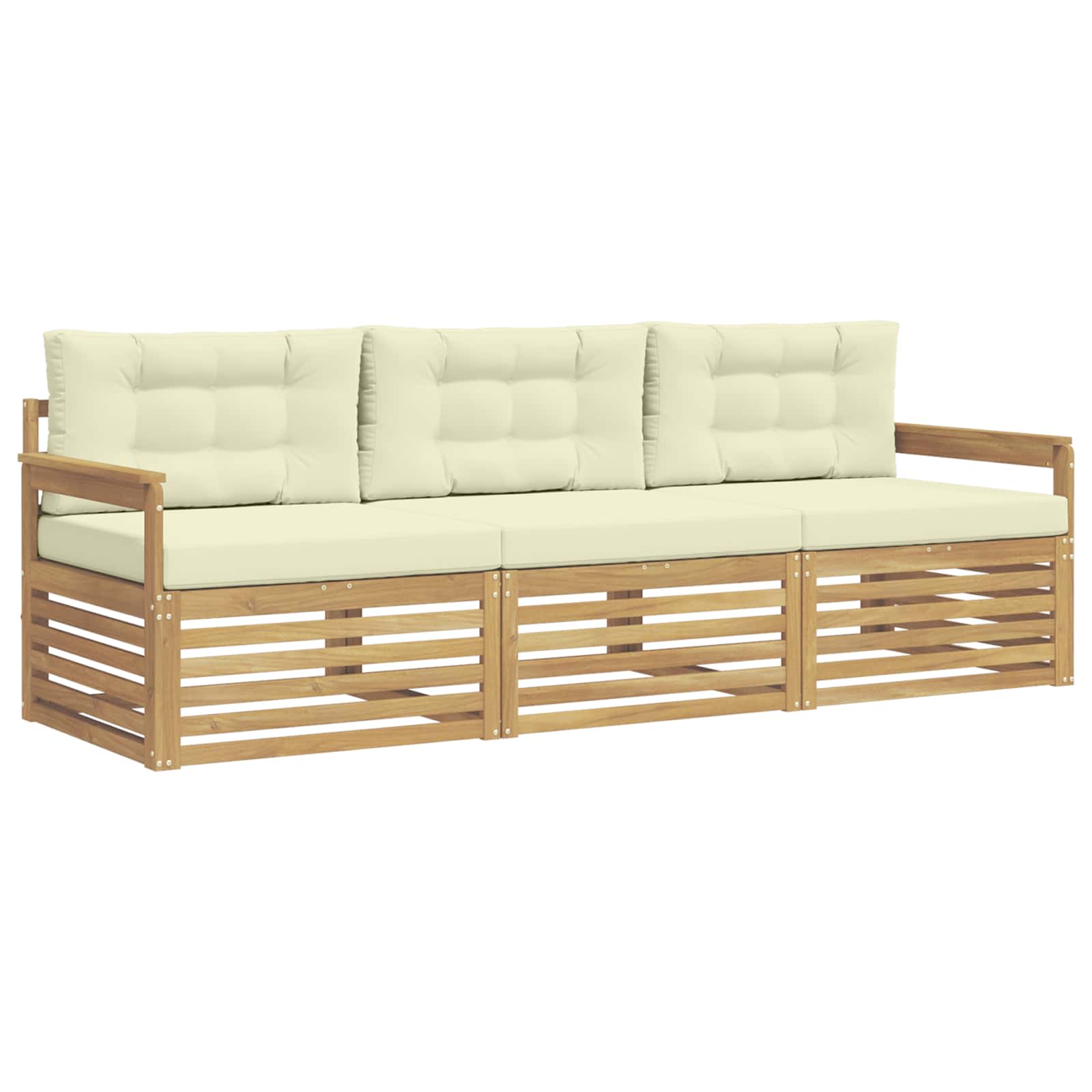 Outdoor-sofagarnitur 3 Stk. Weiß Und Creme Polyester Vidaxl