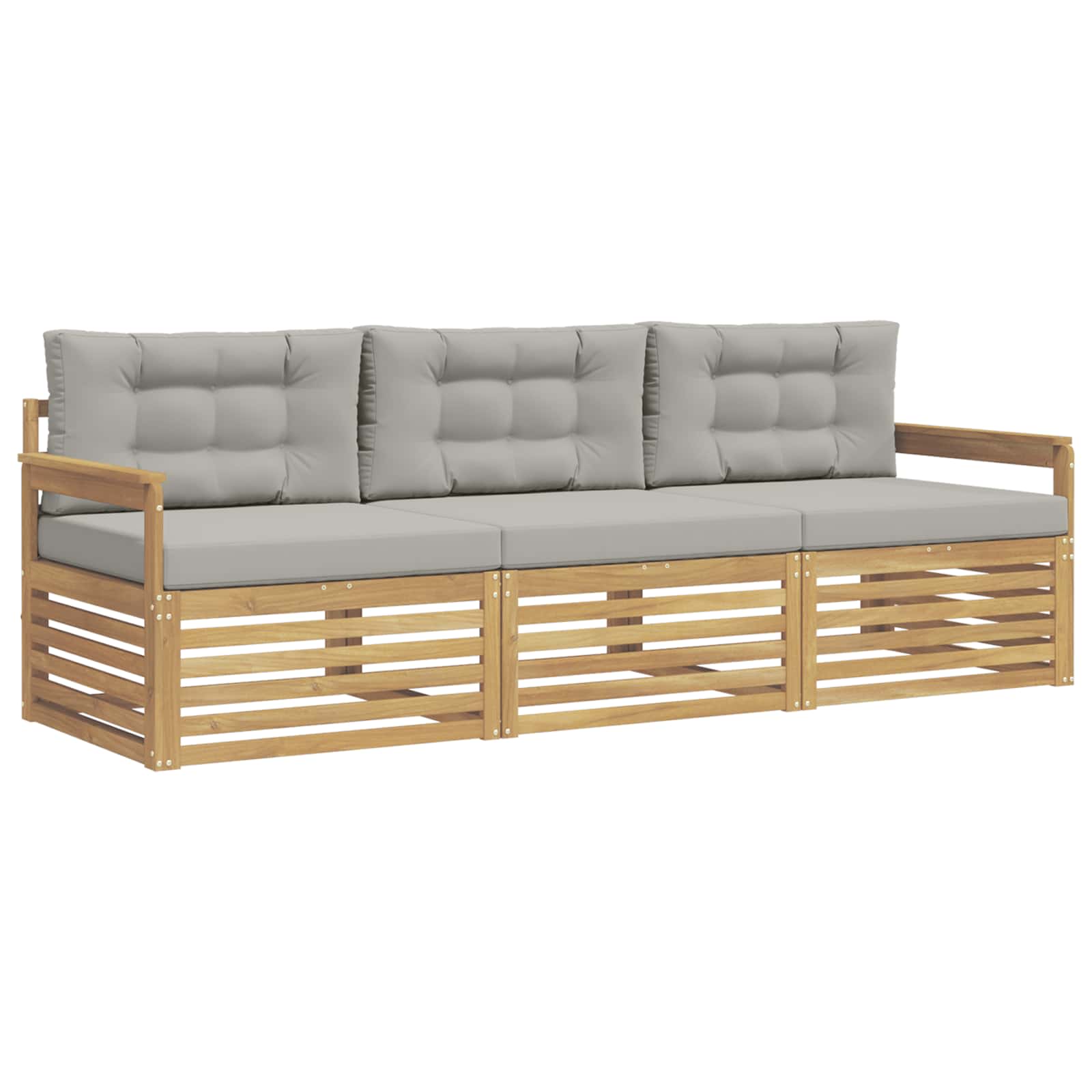 Outdoor-sofagarnitur 3 Stk. Weiß Und Hellgrau Polyester Vidaxl