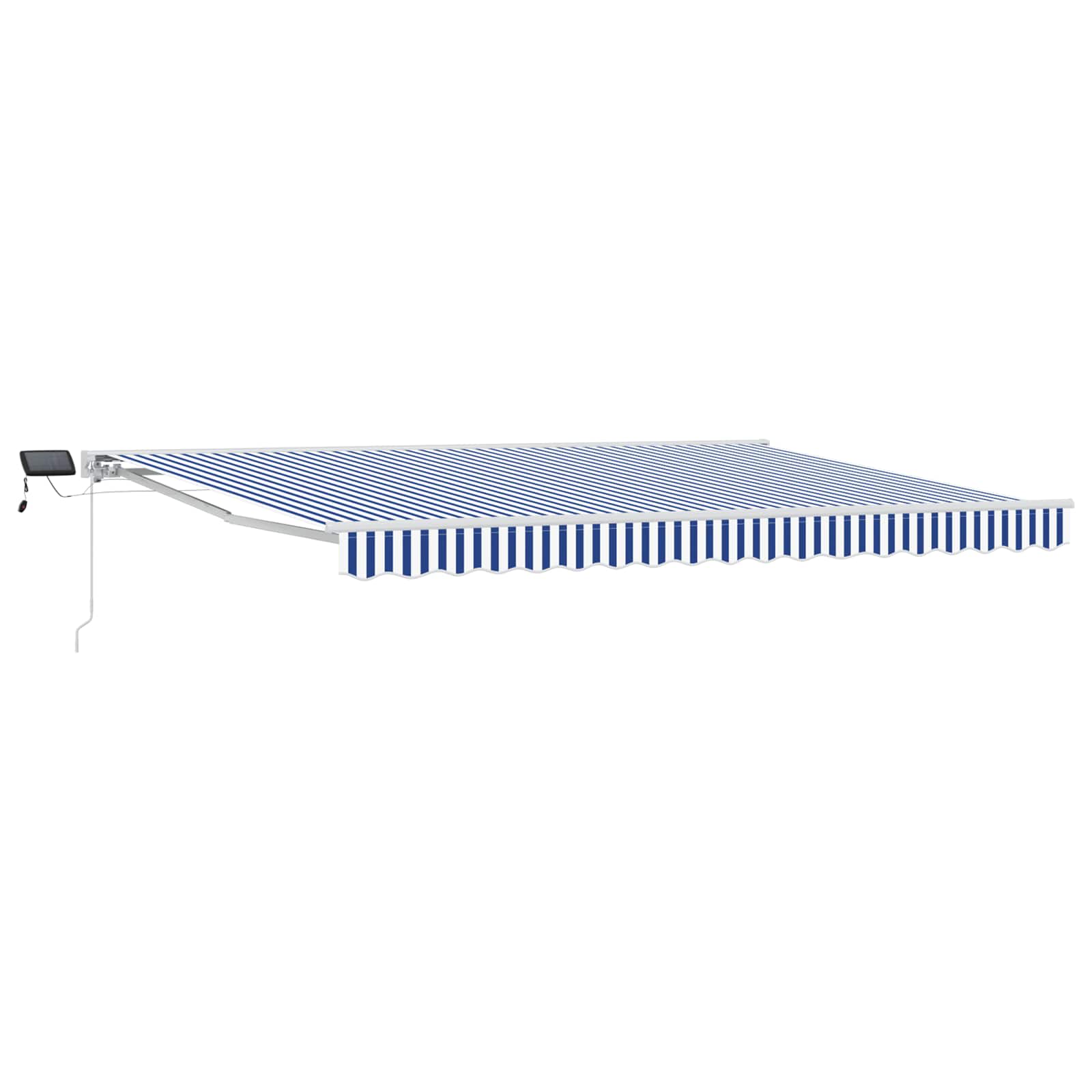 Vidaxl Manual Awning Frame With Leds Blue And White 4 X 3 M
