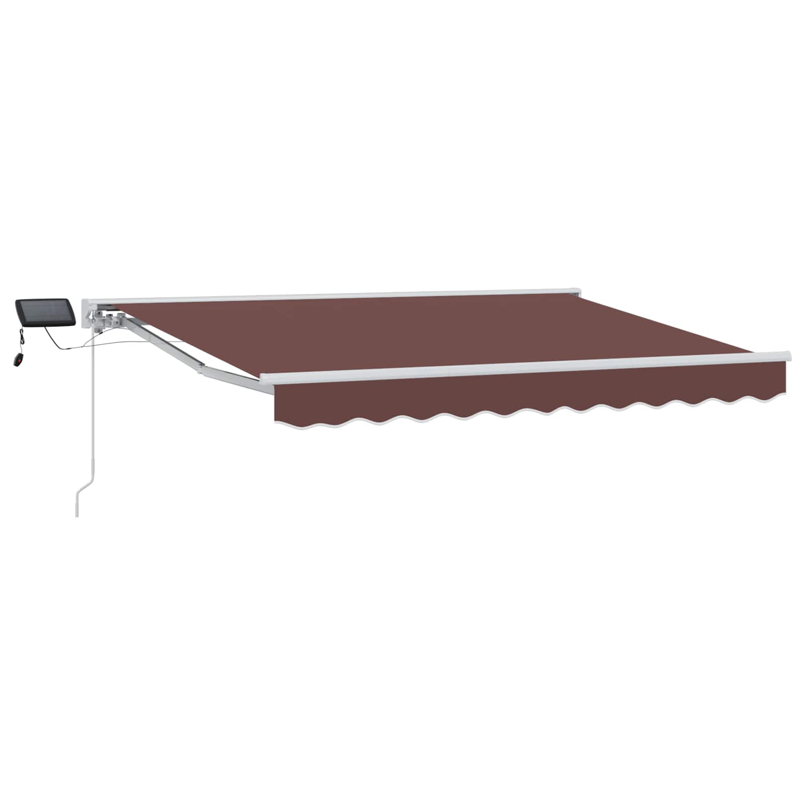 Vidaxl Manual Awning Frame With Leds Brown And White 3 X 2.5 M
