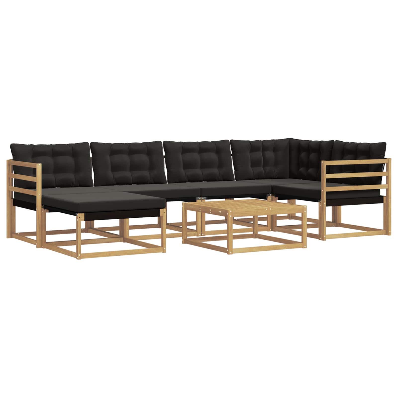 Outdoor-sofagarnitur 7 Stk. Weiß Und Schwarz Massivholz Akazie Vidaxl