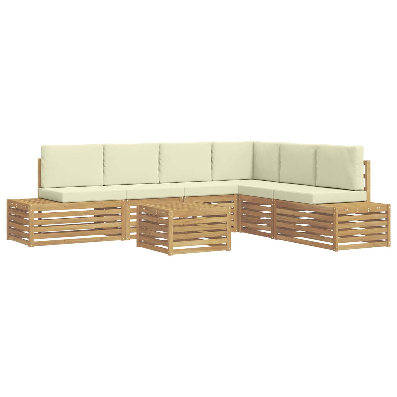 7 Stk. Outdoor-sofagarnitur Polyester Weiß Und Creme Vidaxl