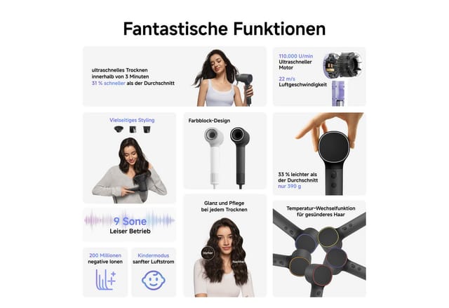 laifen Haartrockner Neo mit 3 Magnetische Luftdüsen