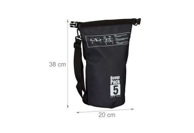 relaxdays Packsack Ocean Pack 5L wasserdicht, schwarz