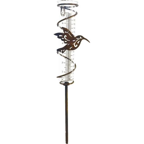 Rge Colibri Nouveauté Pluviomètre – Pluviomètre En Spirale En Métal Avec Piquet À Motifs De Colibris – Tube Pluviomètre Pour Clôture De Jardin, 7 Pouces