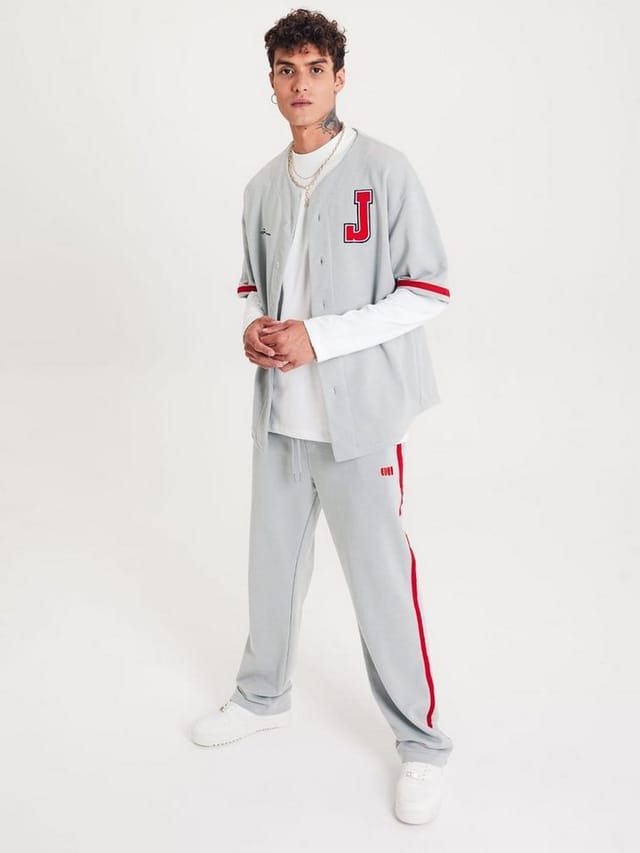 OSSY HOMER Freizeitanzug Set Baseball Hemd Hose Jogginganzug Sportanzug Oversize