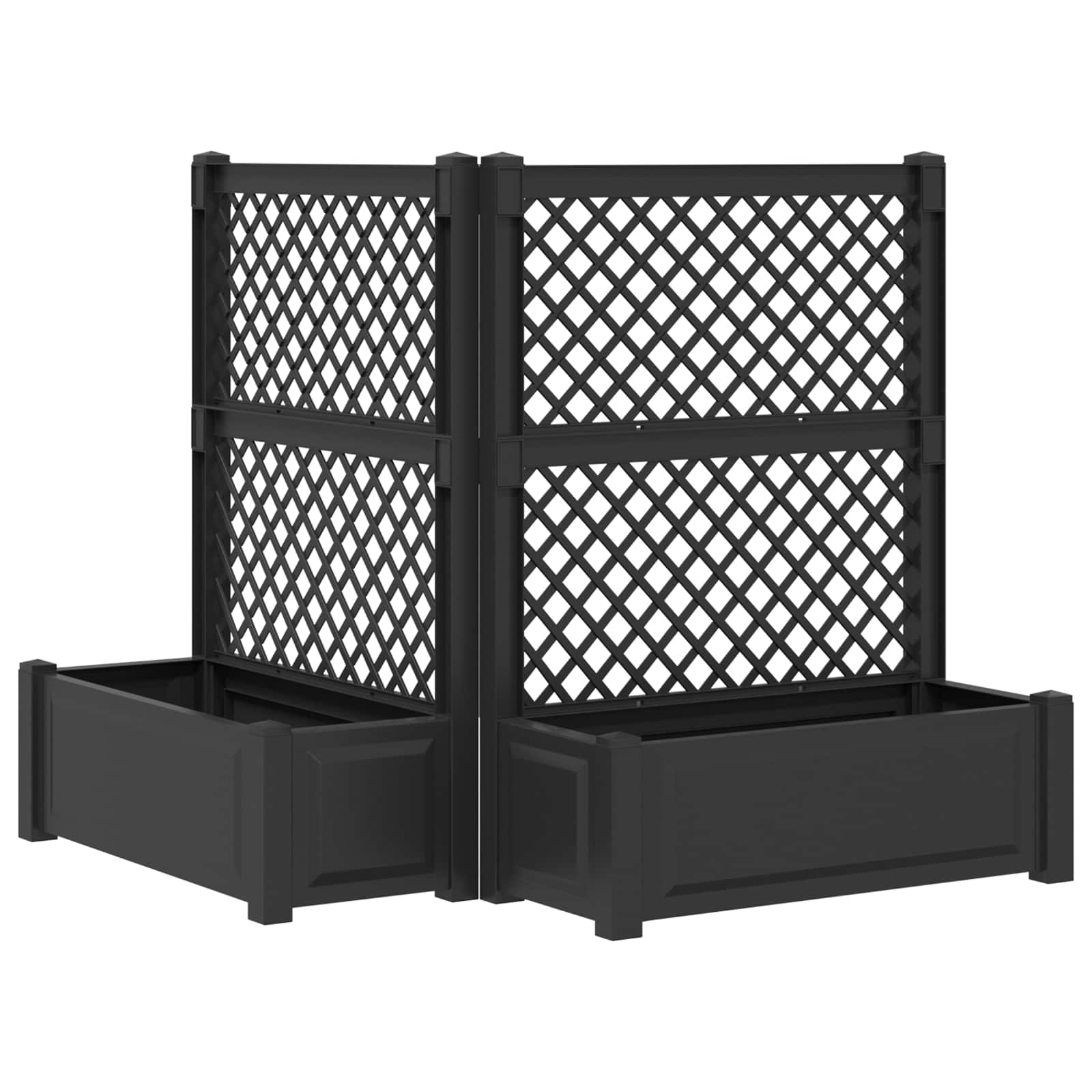 Vidaxl Big Planter With Trellis 2 Pcs Pp Anthracite