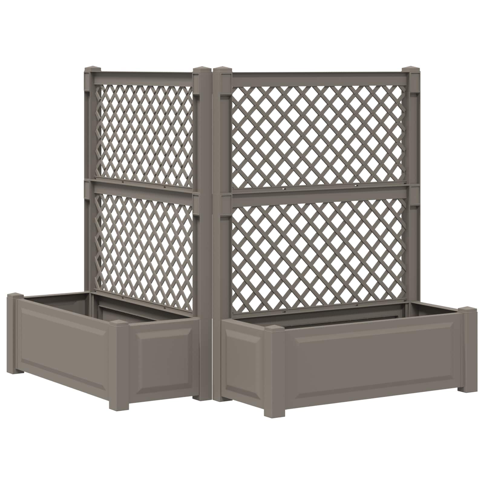 Vidaxl Big Planter With Trellis 2 Pcs Pp Grey
