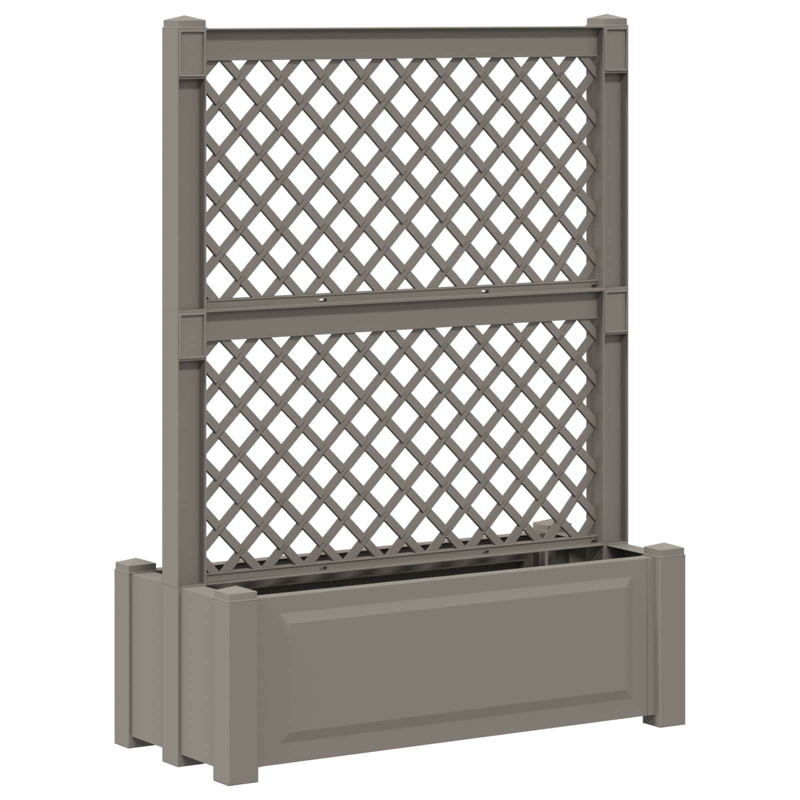 Vidaxl Big Planter With Trellis Grey 99.5 X 43 X 133.5 Pp