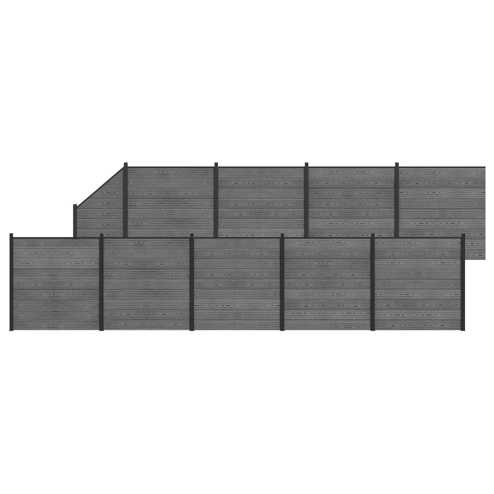 Zaunset 10 Stk. 1657 X 186 Cm Wpc Und Aluminium Grau Vidaxl