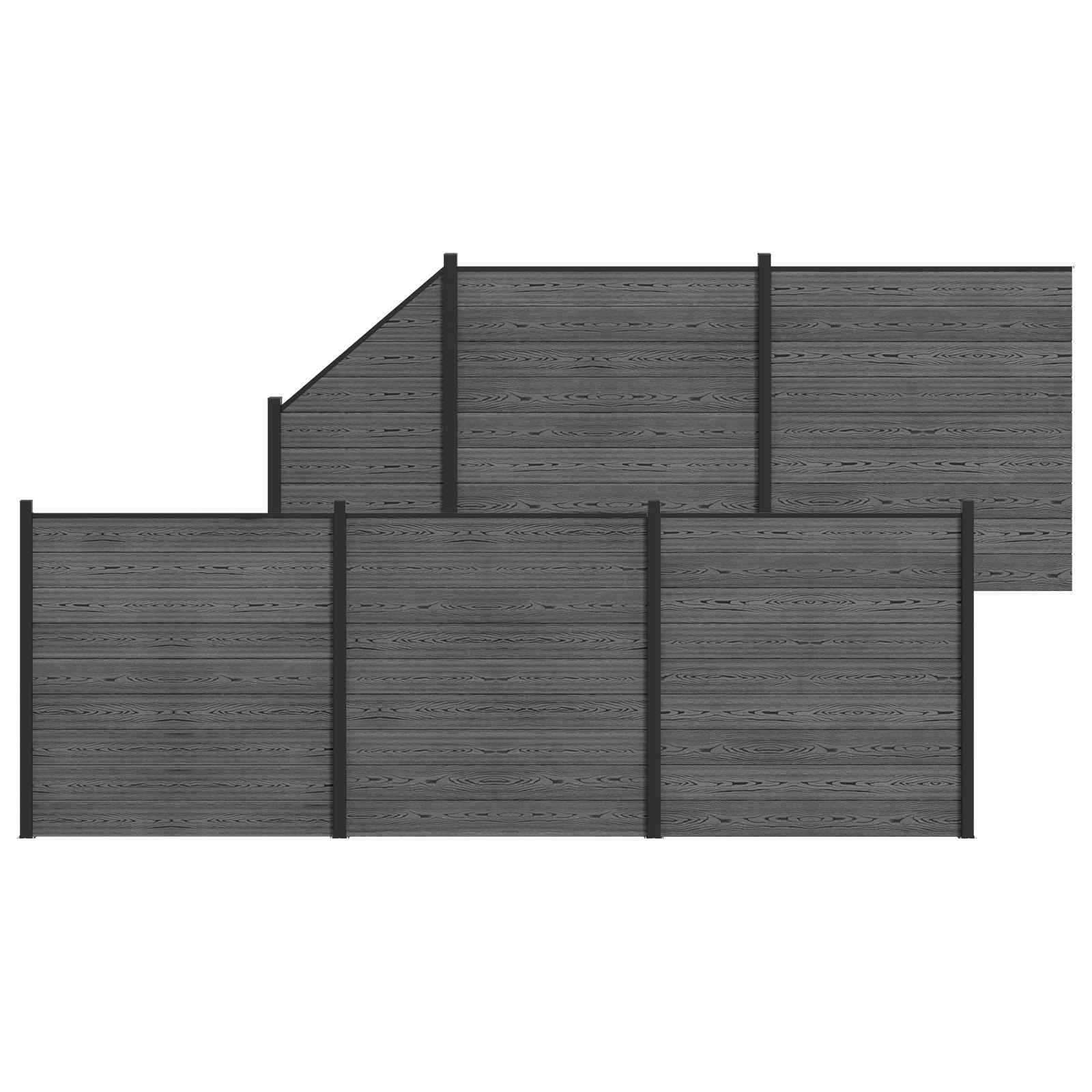 Zaunset 6 Stk. 965 X 186 Cm Wpc Und Aluminium Grau Vidaxl