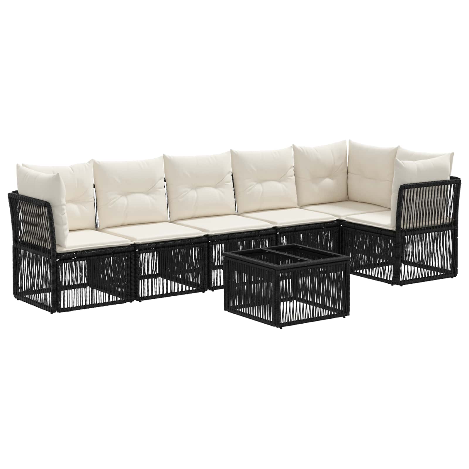 Vidaxl Garden Sofa Set 7 Pcs Black Poly Rattan