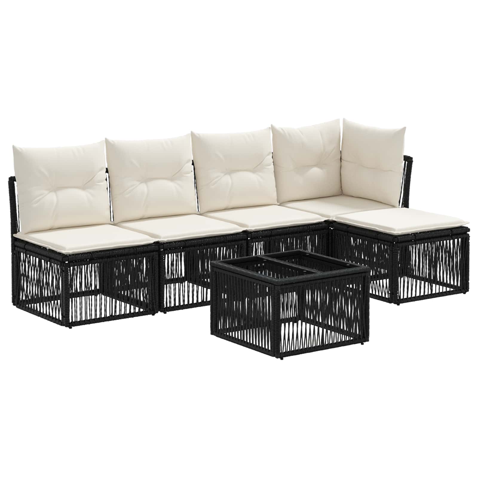Vidaxl Garden Sofa Set 6 Pcs Black Poly Rattan