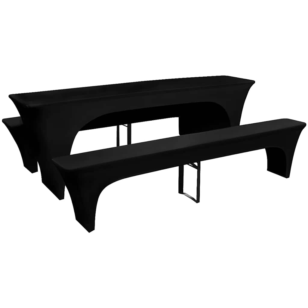 Vidaxl 3 Slipcovers For Beer Table And Benches Stretch Black 220 X 70 X 80 Cm