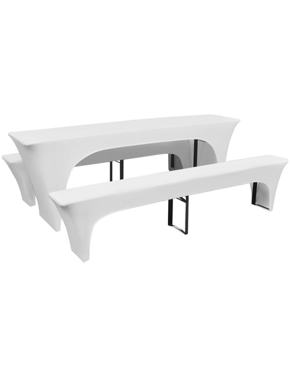 3-tlg. Hussen-set Für Biertisch Und Bänke Weiß 220x50x80 Cm Vidaxl