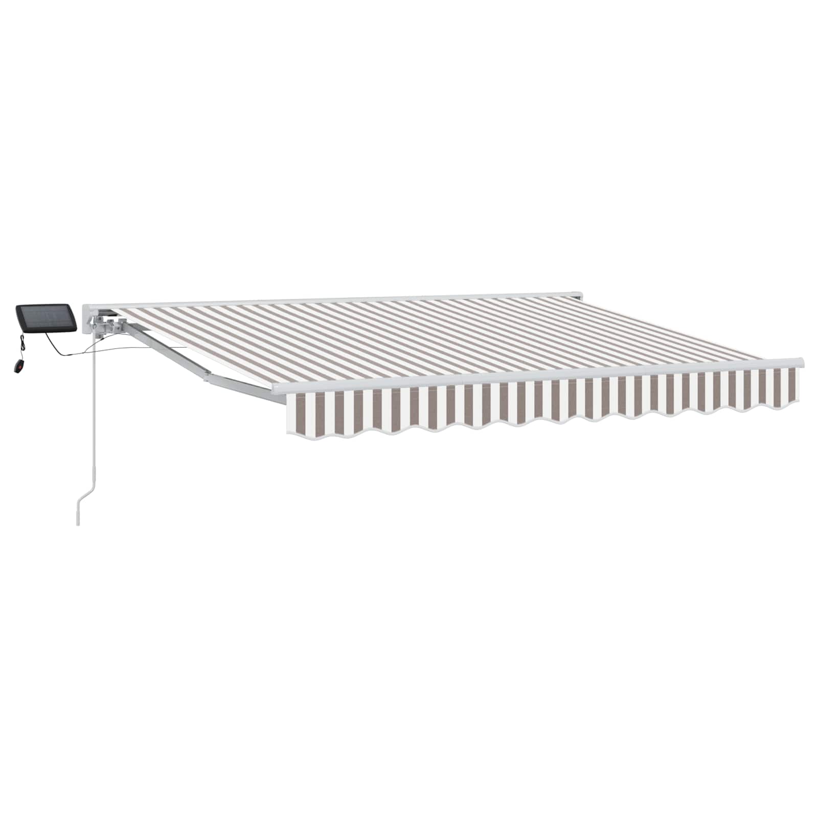 Vidaxl Manual Awning Frame With Leds Light Grey And White 3 X 2.5 M