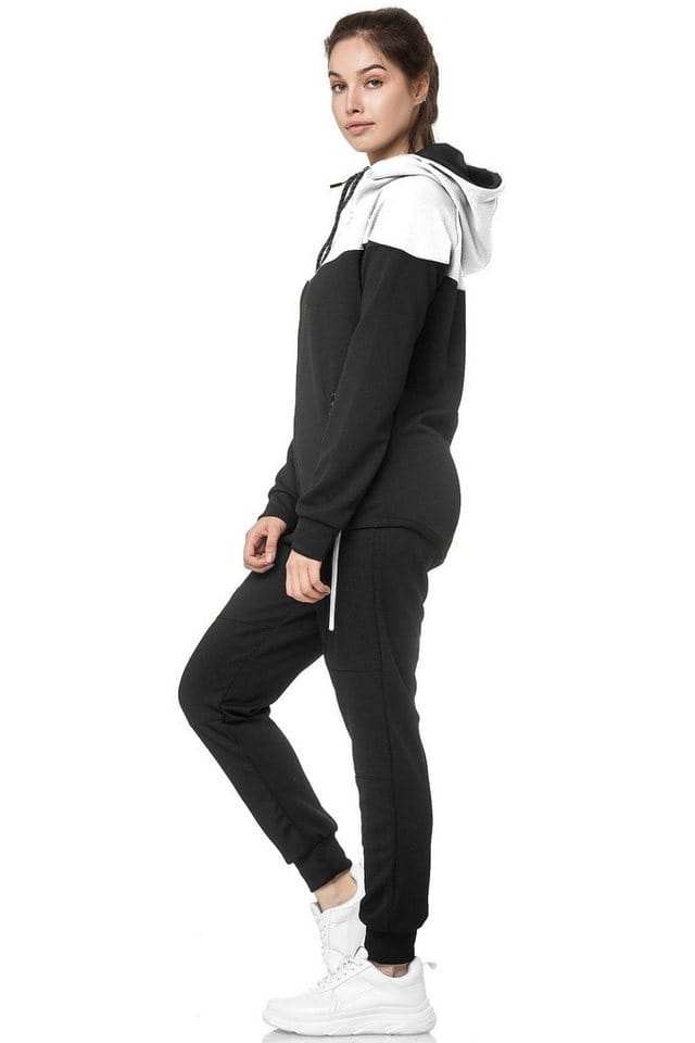 L.gonline Freizeitanzug Damen Jogginganzug, Freizeitanzug 984 (Kapuzenjacke mit Reißverschluss, Hose, 2-tlg), Fitness Freizeit Casual