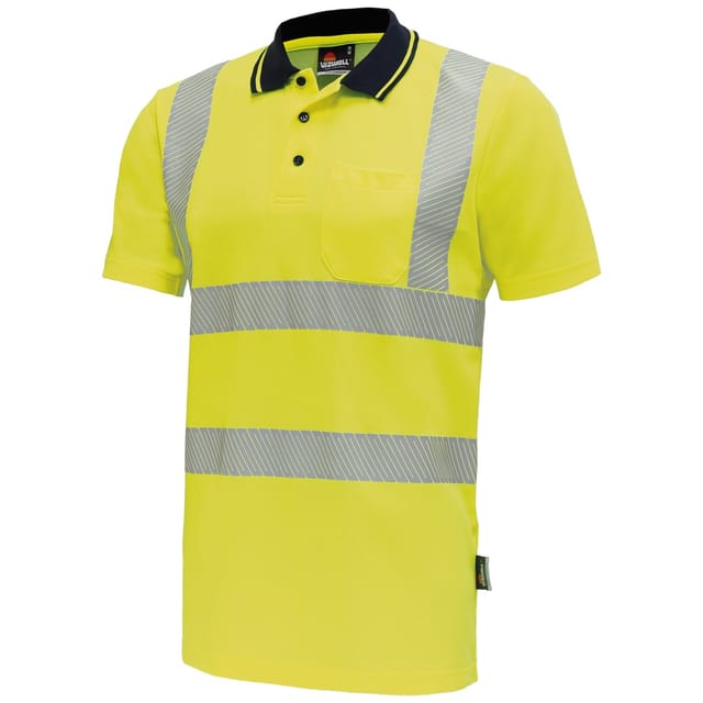 vizwell Warnschutz-Shirt Poloshirt Arbeitsshirt Polo-Shirt leuchtfarbe mit UV Schutz angenehmes Tragegefühl, antibakterielle und UV Schutz 50+
