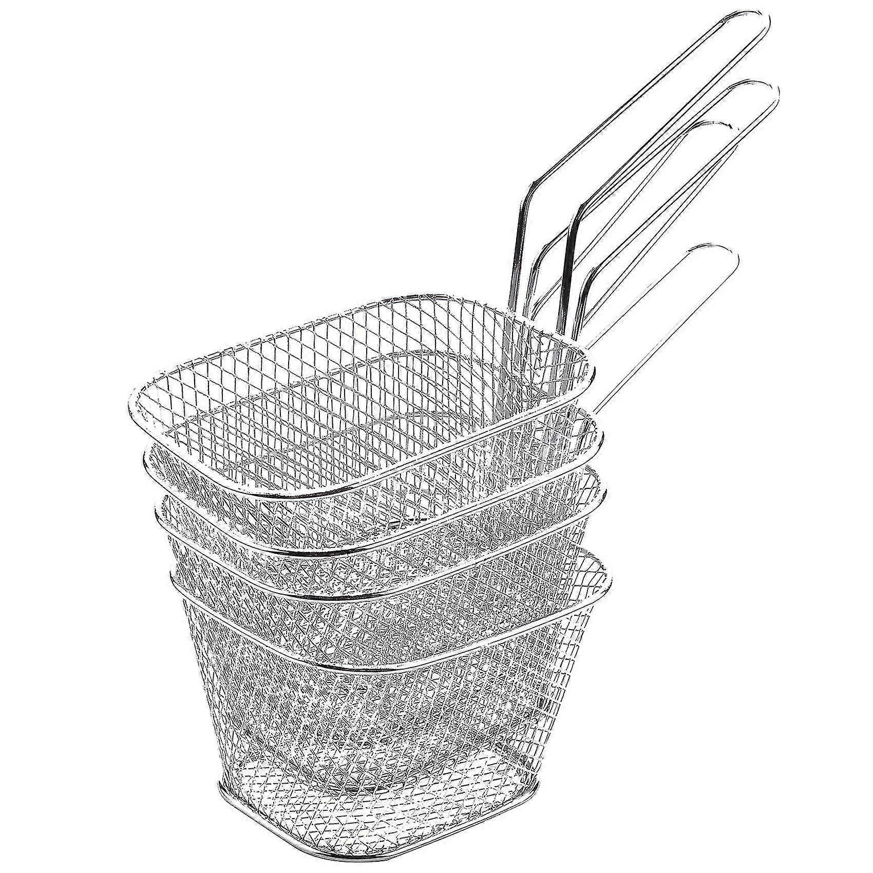 4 Stück/packung Mini-frittierkörbe Aus Edelstahl, Frittierkorb Mit Sieb, Servier- Und Präsentationsfunktion
