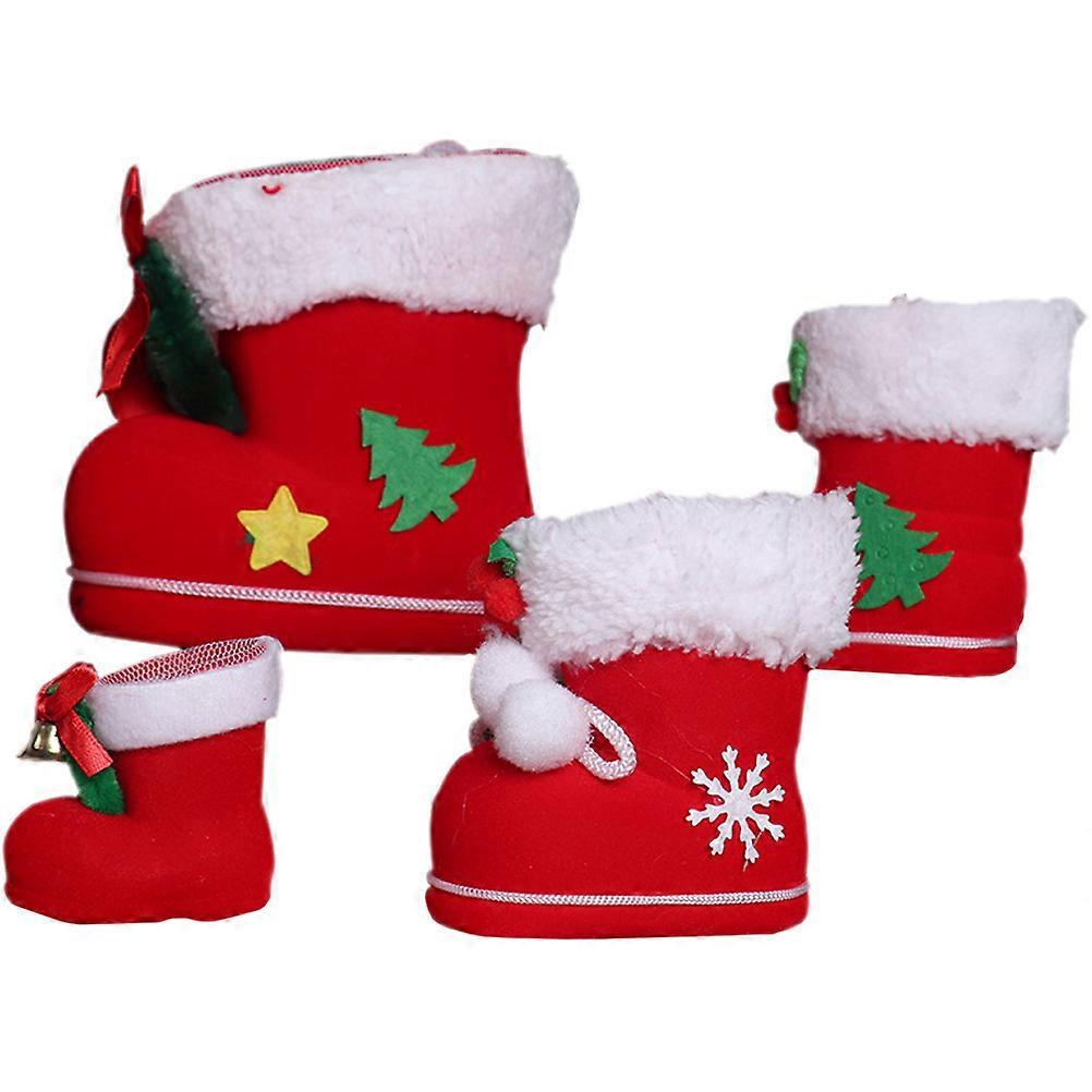 4er-pack Weihnachtstüten In Stiefelform, Geschenktüten, Süßigkeitentüten, Stiefelförmige Weihnachtsgeschenkbehälter-14x14cm-red