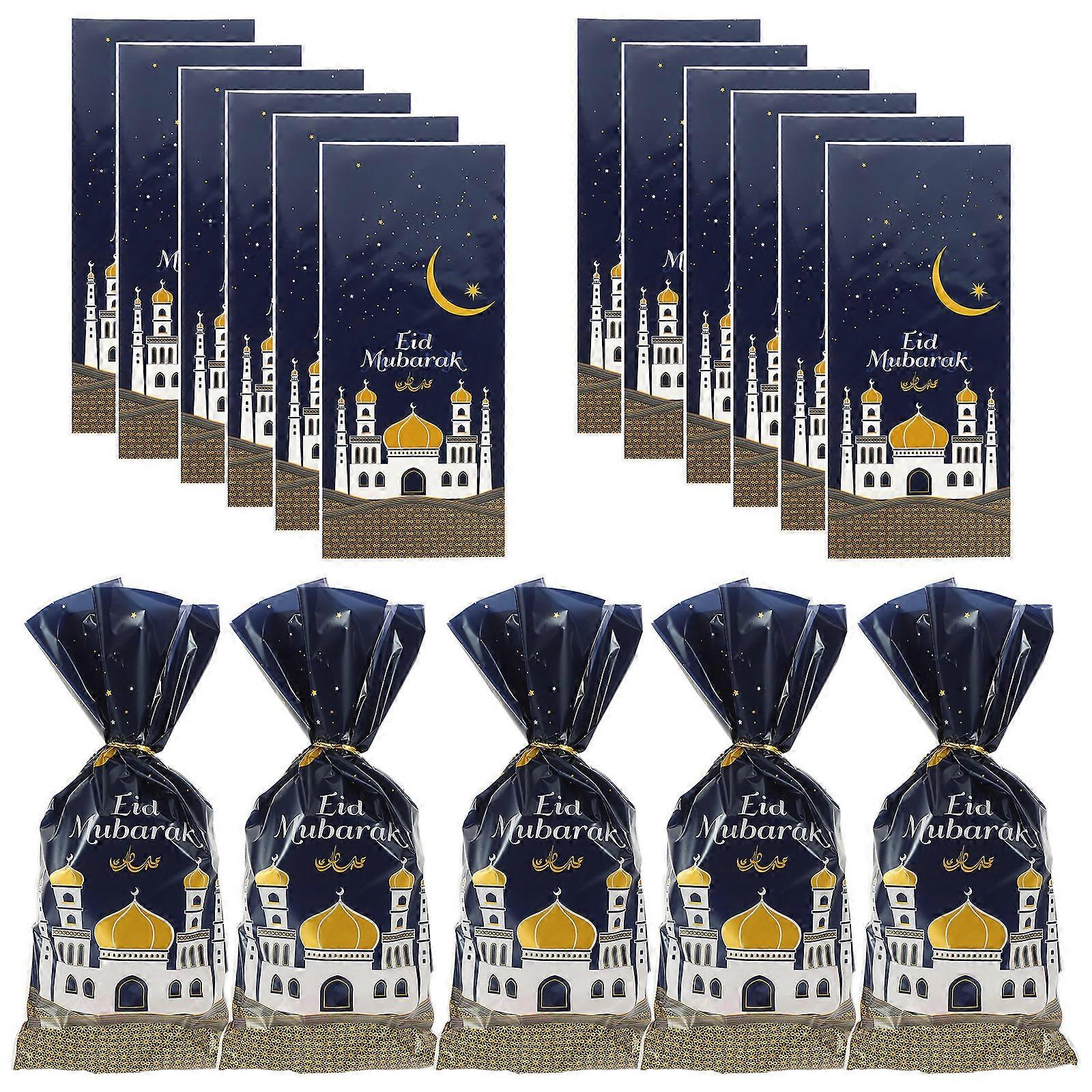 100 Stück Geschenktüten Für Die Eid Mubarak Party, Ramadan-motiv, Bedruckt, Mit Muster-27.5x12.5cm
