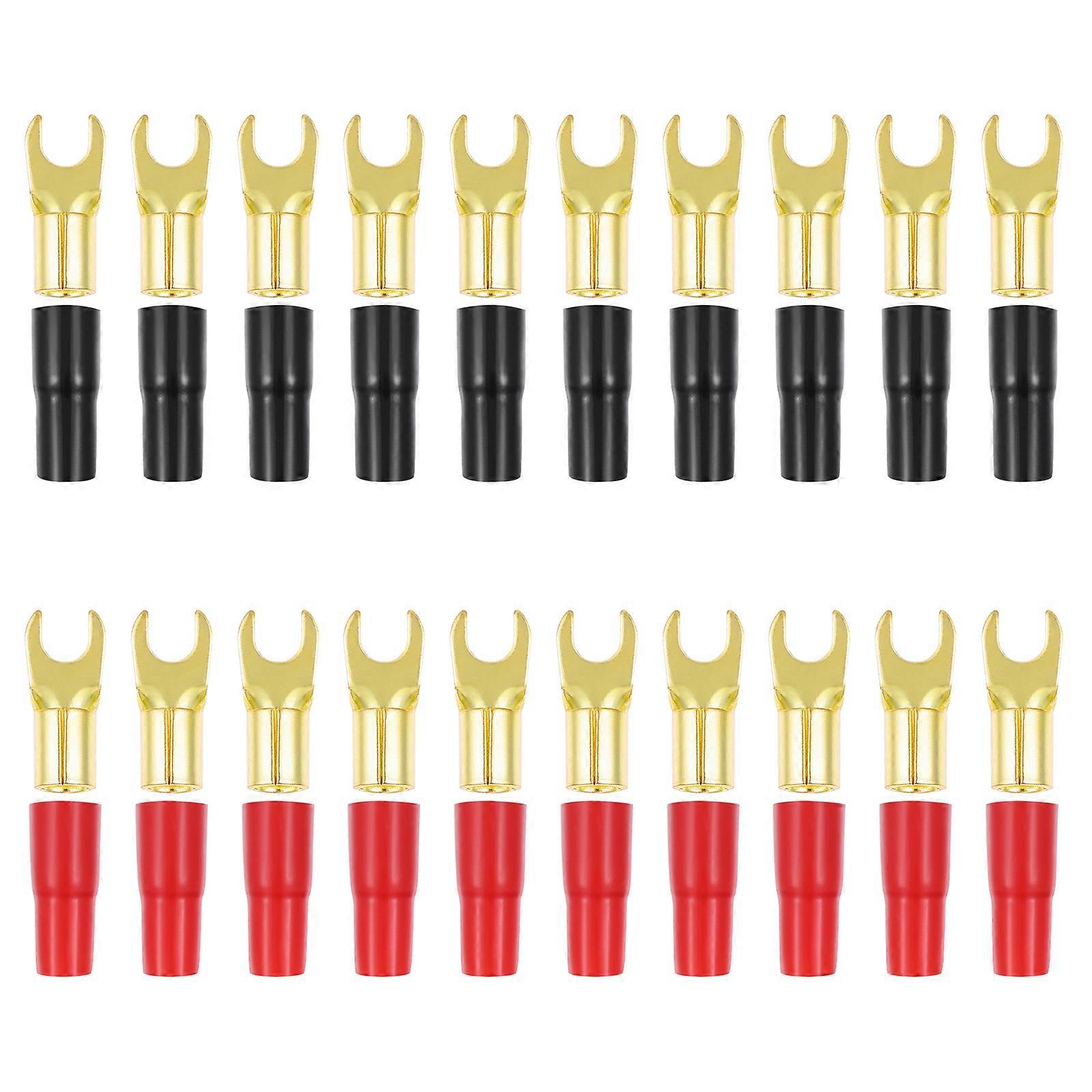 Wakauto 10 Paar Vergoldete, Kupferbeschichtete 8ga-flachsteckverbinder, Gabelverbinder, Stecker, Crimp-barriere-flachsteckverbinder Für Lautsprecherkabel
