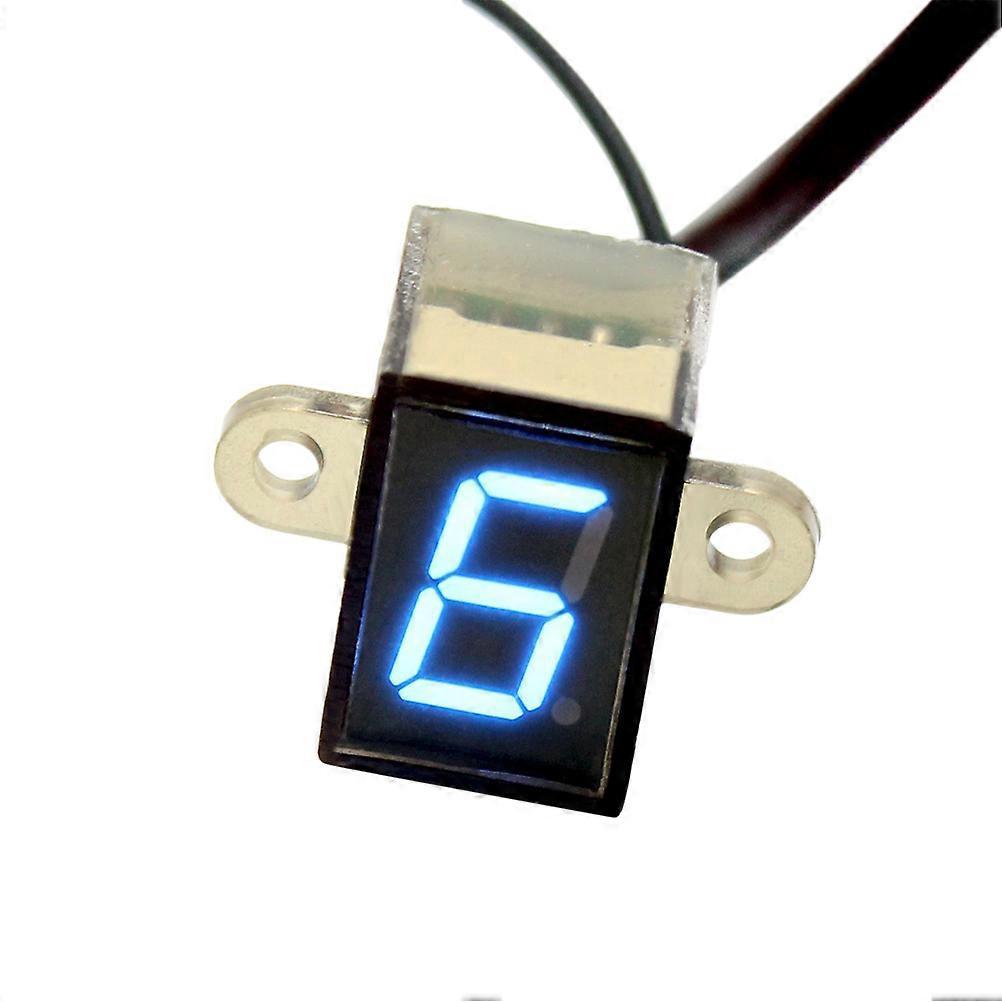 12v Digitale Led Motorrad-ganganzeige 0-6, Wasserfest, Hebelsensor, Temperaturbeständig - Blaues Licht (schwarz)-black