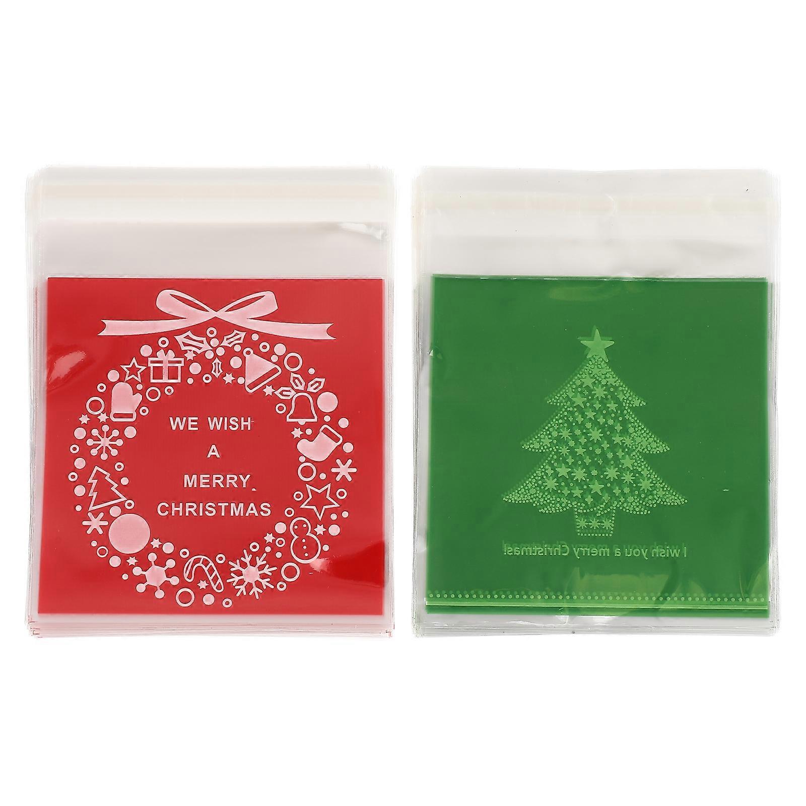 200 Selbstklebende, Wiederverschließbare Cellophanbeutel Für Weihnachtsplätzchen Und Andere Leckereien-13x10x0.1cm-red