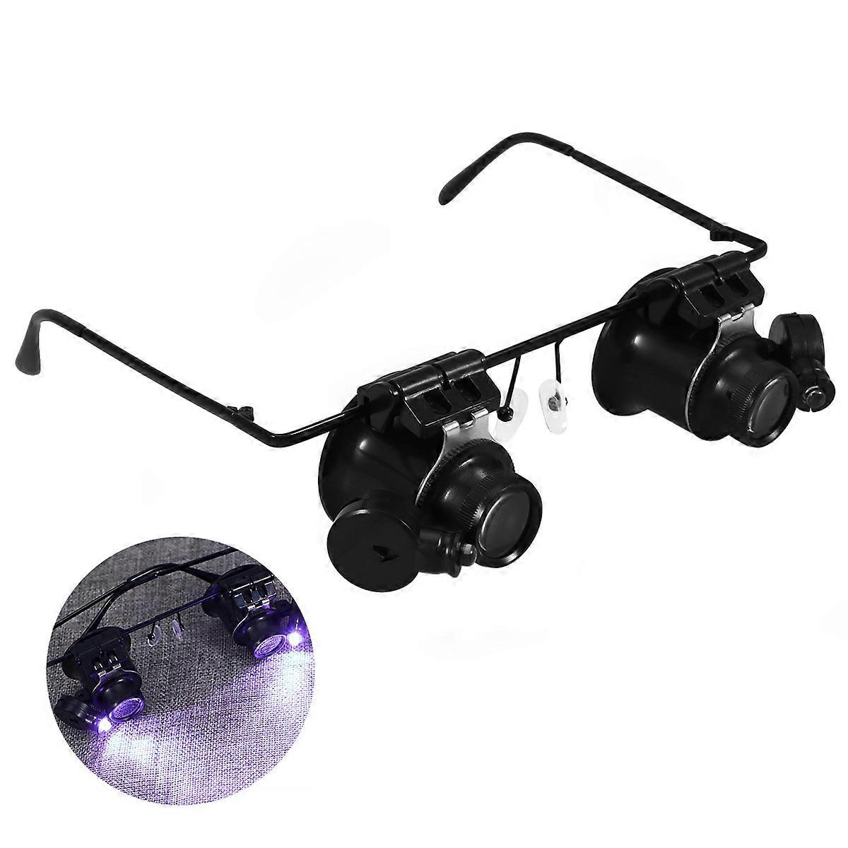 20-fache Doppelaugen-uhrenreparaturlupe Mit Led-beleuchtung-black