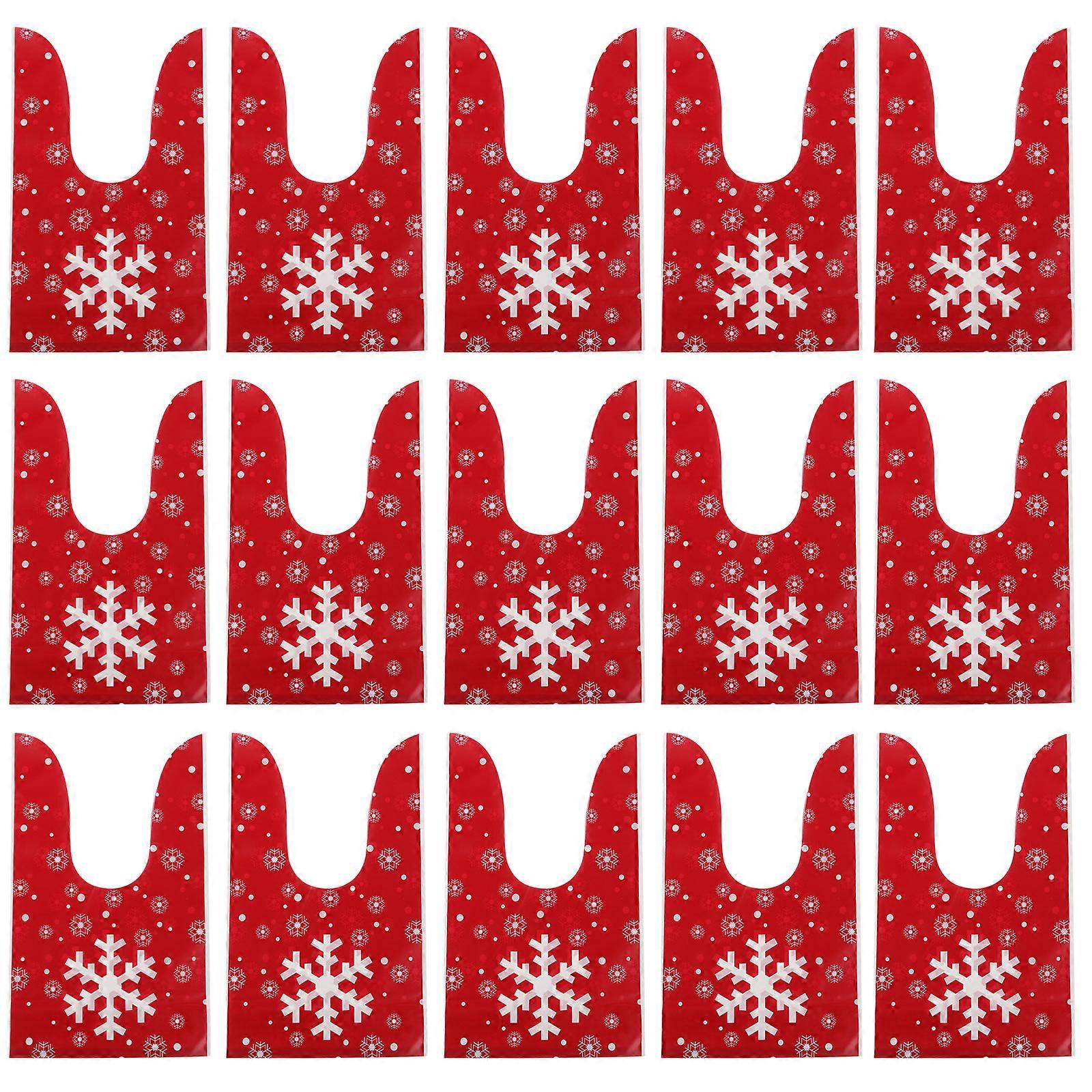 50 Stück Weihnachtsgeschenktüten, Süßigkeitentüten, Party-nougat-geschenkverpackungstüten (schneeflocke)-23x4x0.1cm-red