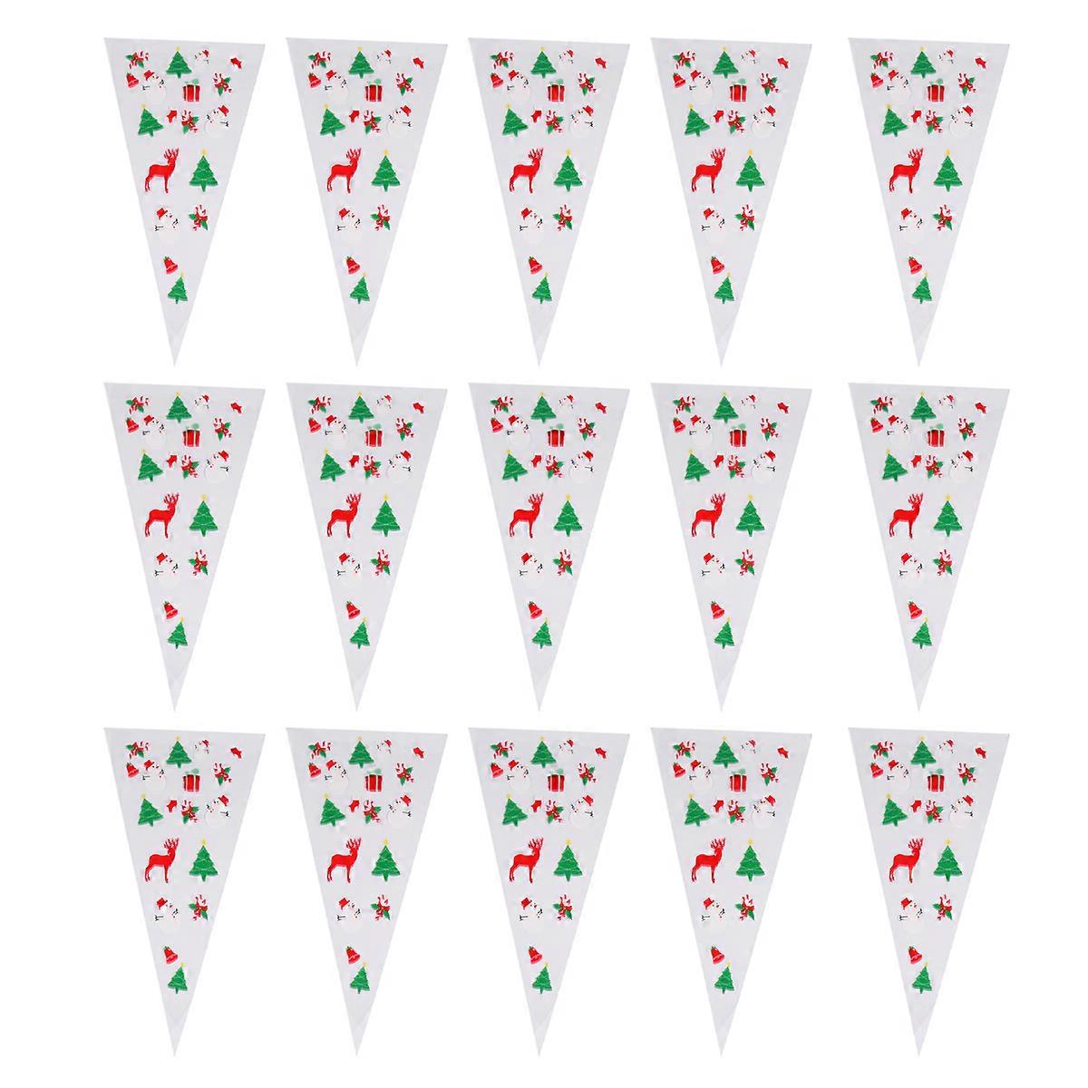 100 Stück Weihnachtliche, Kegelförmige Süßigkeitentüten, Bedruckte Dreieckige Leckereientüten Aus Kunststoff (opp/cellophan), Geschenktüten, Lebensmittelverpackungsbeutel, Weihnachtsartikel Mit Versch