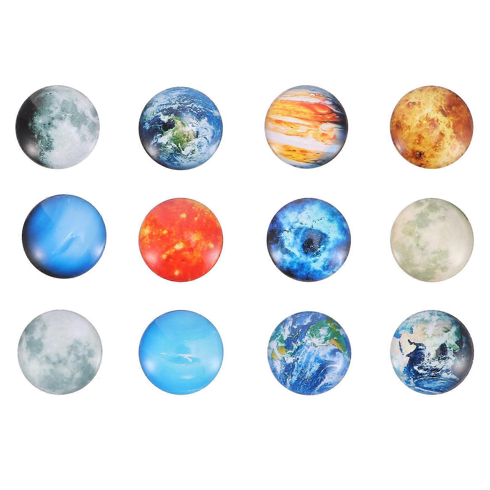 12 Stück Kühlschrankmagnet-aufkleber Mit Planetenmotiv, Glas-kühlschrankmagnet-glasaufkleber-2x2cm-colorful