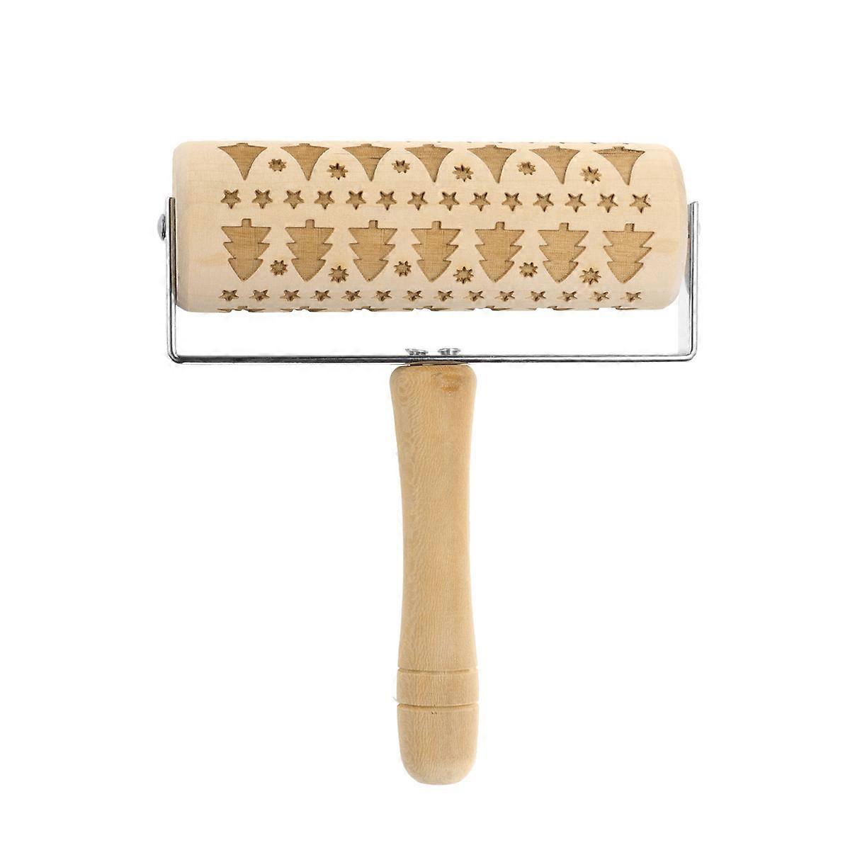 Gravierter Nudelholz Aus Holz, Ideal Zum Backen Und Prägen Von Weihnachtsteig, Handlich, Professionell, Für Zuhause, Laden, Restaurant Usw.-1813.95cm