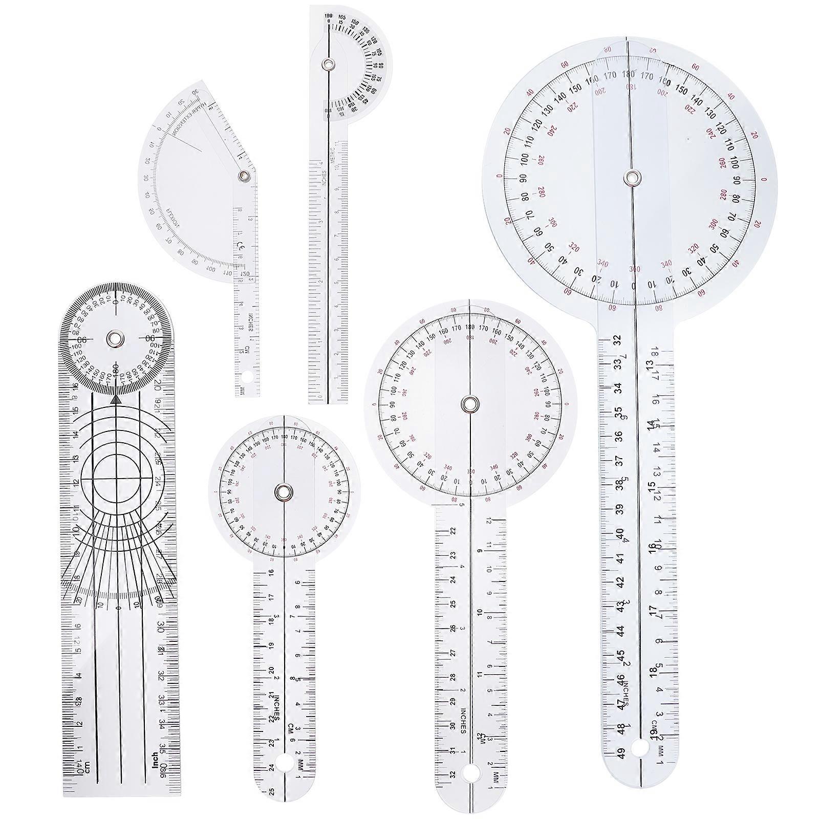 6-teiliges Winkelmaß, Goniometer, Medizinisches Lineal, Kunststoff, Kunststoff-goniometer, Winkelmesser-32x13cm