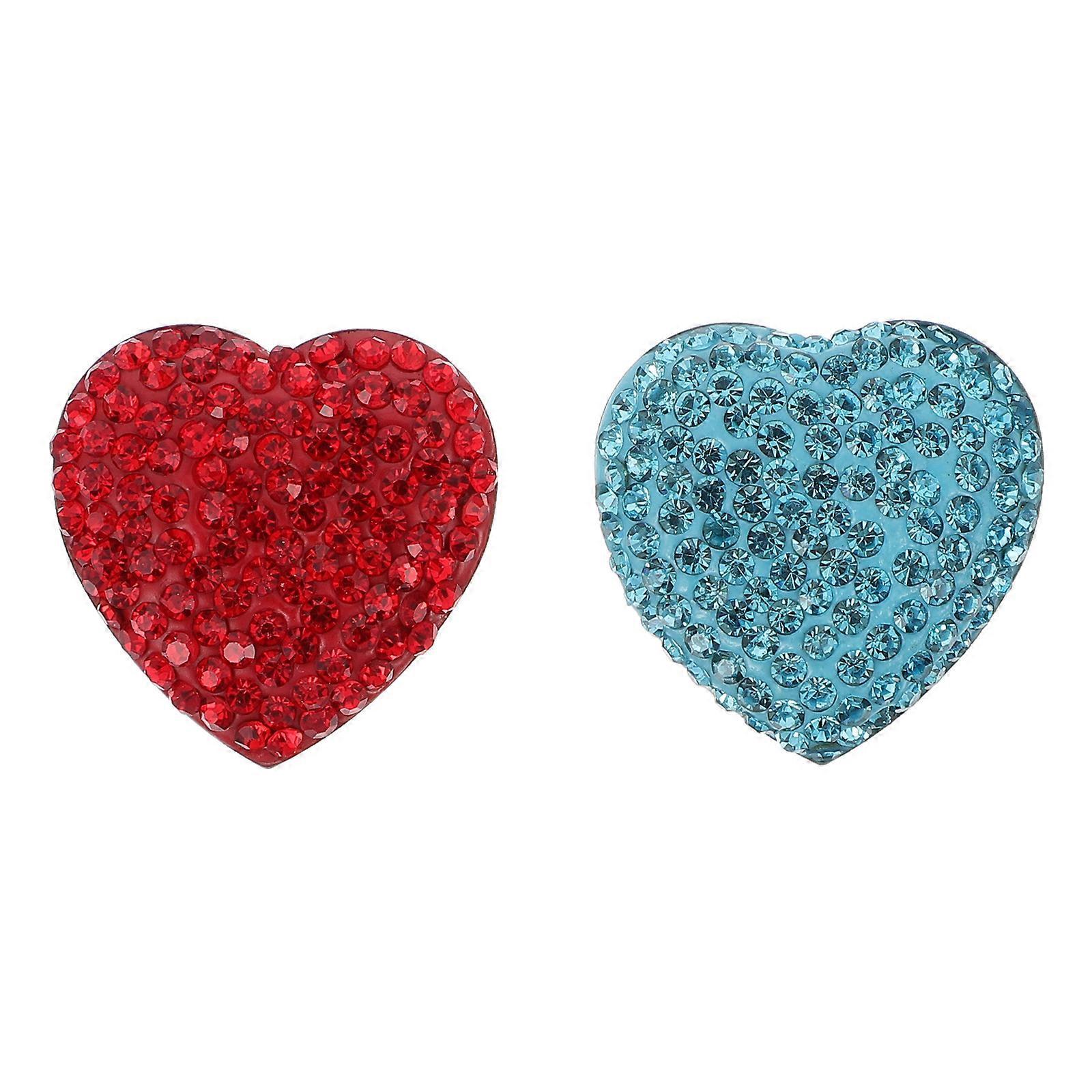 2 Stück Kühlschrankmagnet-aufkleber In Herzform Mit Strasssteinen, Edelstahl-magnetpatch-3x3x0.5cm-red