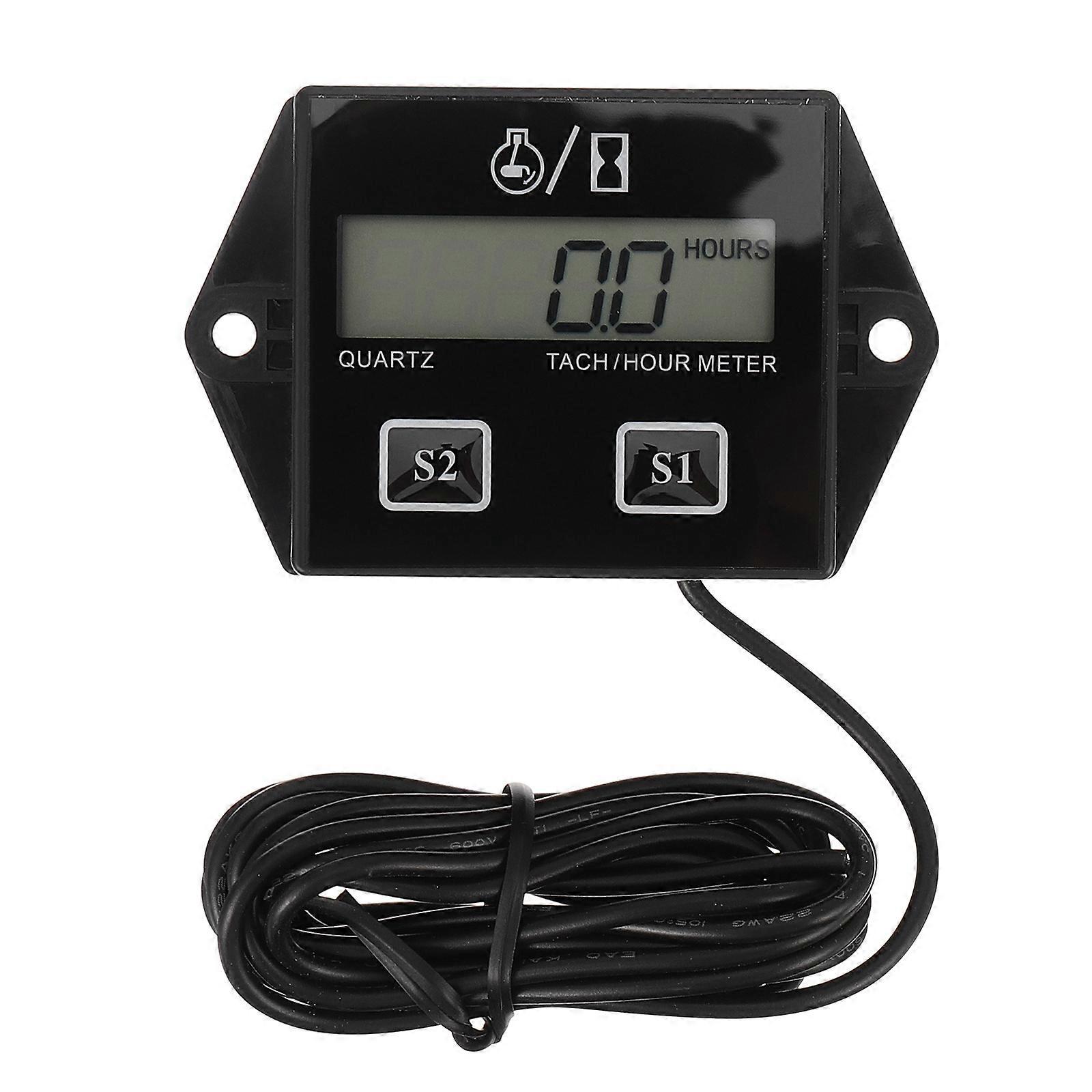 1 Stück Induktiver Drehzahlmesser, Digitaler Timer Für Motorräder, Motorzubehör-7.35x4.63cm-black