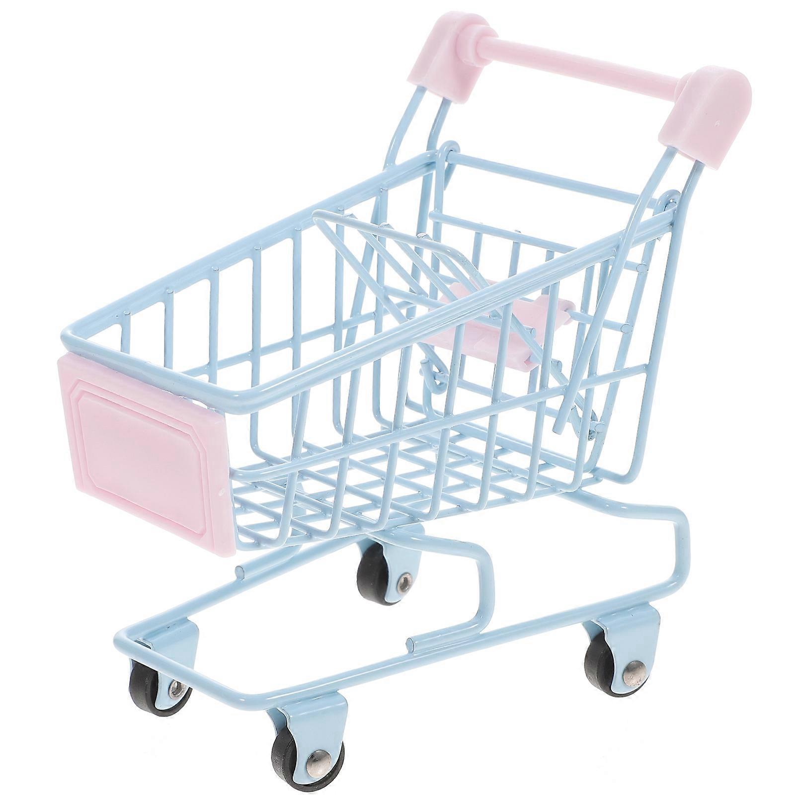 Miniatur-einkaufswagen, Kleiner Trolley, Spielzeug, Schreibtisch-aufbewahrungsorganizer, Foto-requisite-11.5x11.5x7.5cm-sky-blue