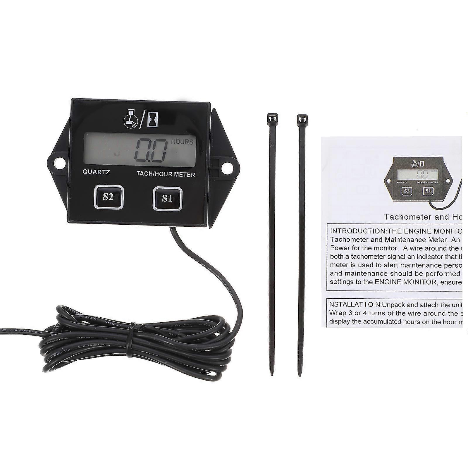 Stück Tragbarer Lcd-zündkerzen-motor-digital-drehzahlmesser/betriebsstundenzähler Für Motorrad, Atv, Boot, Generator (schwarz)-black
