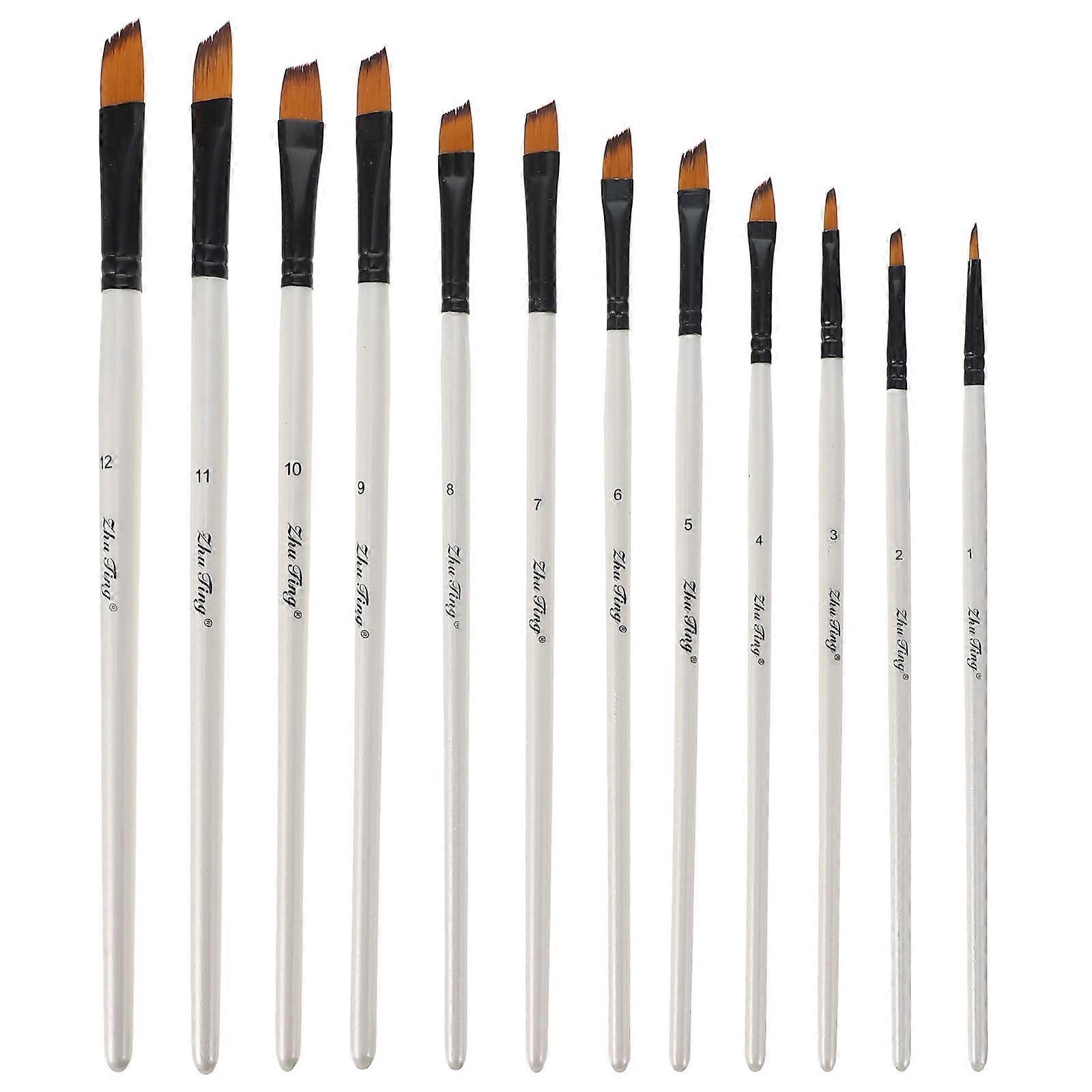 12-teiliges Professionelles Pinselset Für Öl- Und Aquarellmalerei-22.5x0.9cm-white