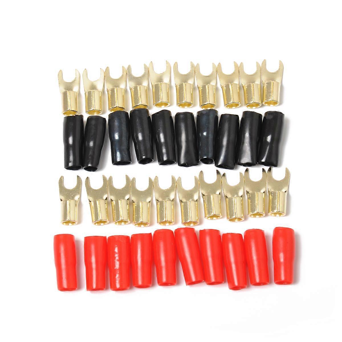 10 Paar Vergoldete, Kupferbeschichtete 8-gauge-streifen-flachsteckverbinder, Gabeladapter, Stecker, Crimp-barriere-flachsteckverbinder Für Lautsprecherkabel