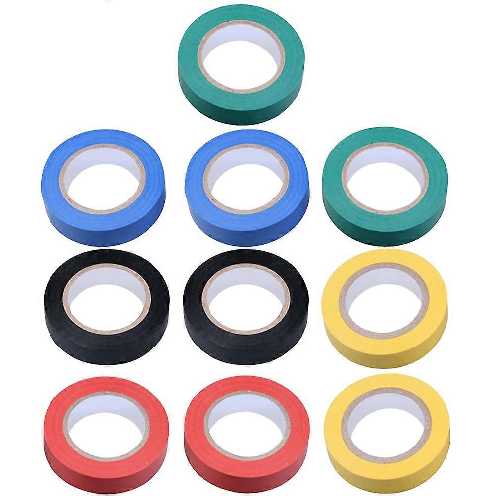 10 Rollen Praktisches, Wasserdichtes Isolierband, Strapazierfähiges Isolierband Für Heimwerker, Industrie Und Haushalt (je 2 Stück In Grün, Blau, Gelb, Schwarz Und Rot)-7x7cm